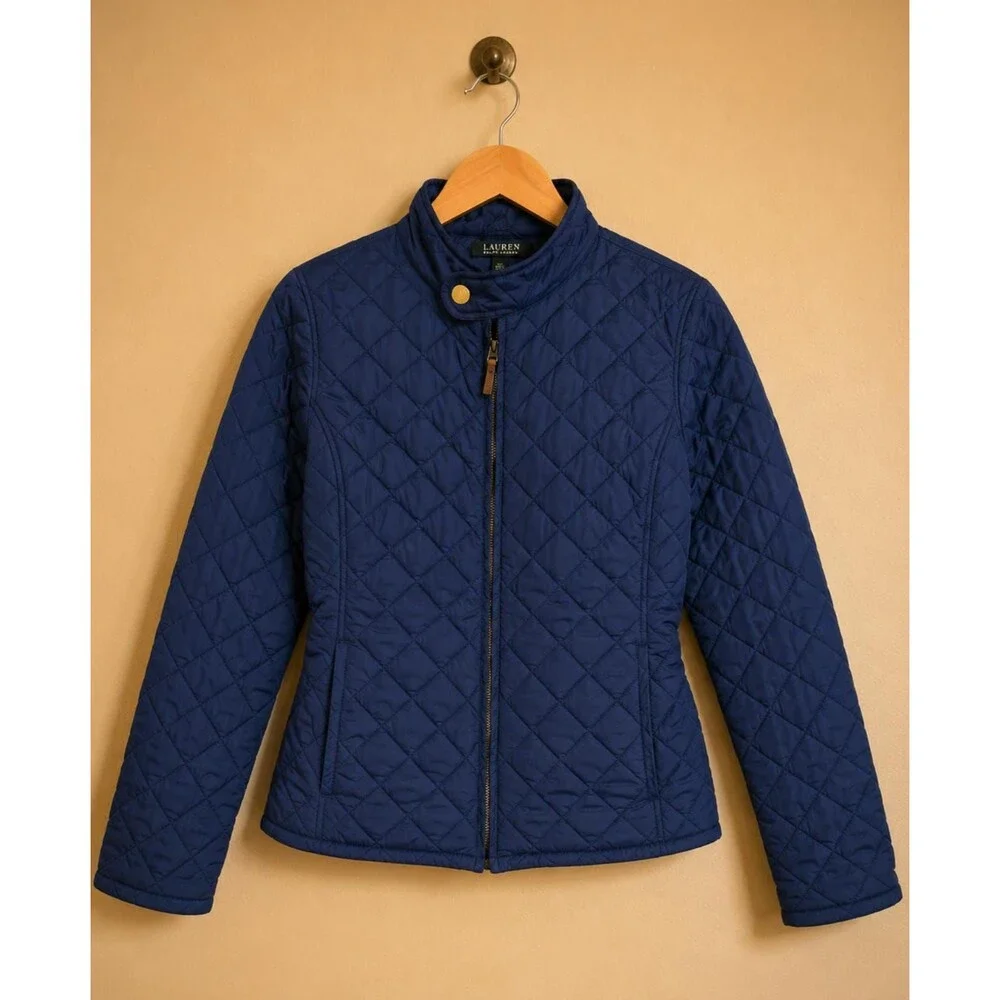 Ralph Lauren Girls Quilted Jacket Navy Blue Size Large 12-14 Youth Lightweight